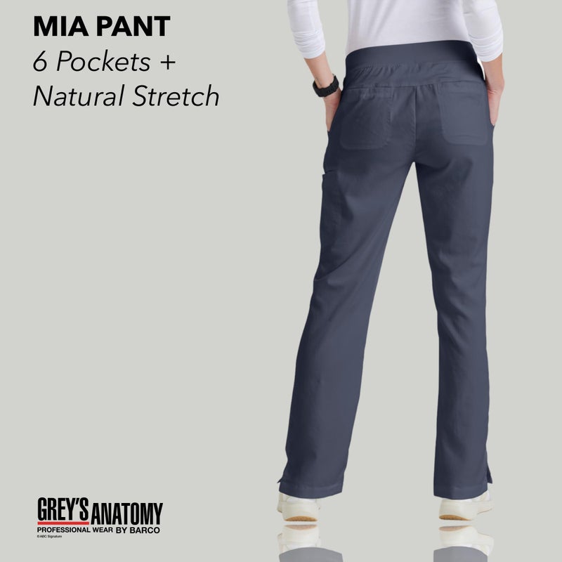 BARCO Grey s Anatomy Classic Mia Scrub Pant for Women Steel, 6-Pocket Low-Rise Straight Leg Bottoms with Natural Stretch, Soil Release Fabric, and Super-Soft Finish Large, Regular Fit - Image 2
